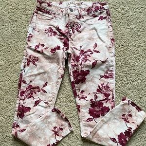 J Brand Floral Skinny Twill Twisted Pink Seashell